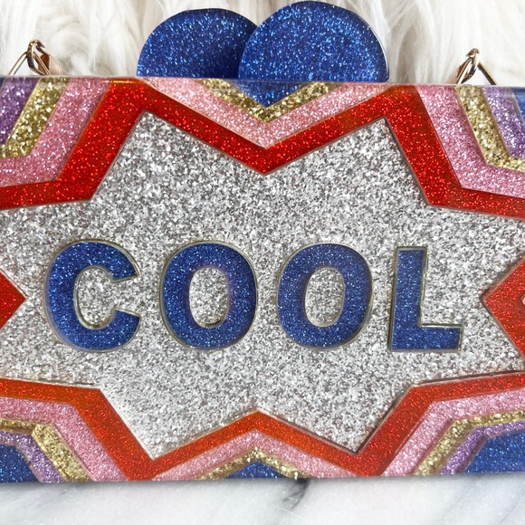 Bari Lynn Crazy Cool Sparkly Acrylic Box Bag Clutch Purse - Picture 4 of 6